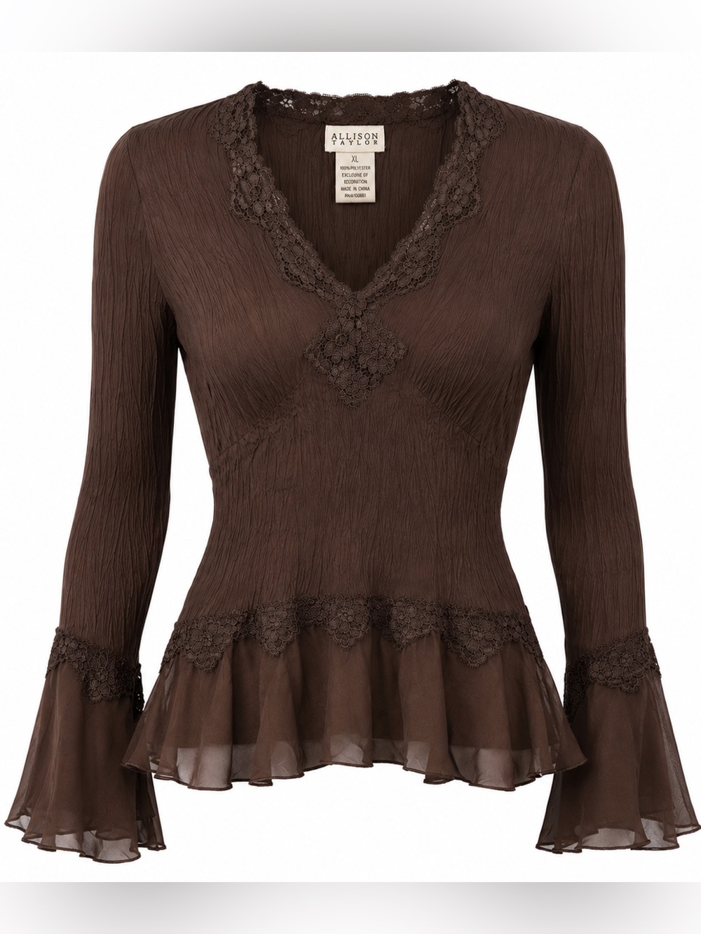 Allison Taylor Dead Stock Crinkle Lace Flare Top Women XL Fairycore Whimsigoth